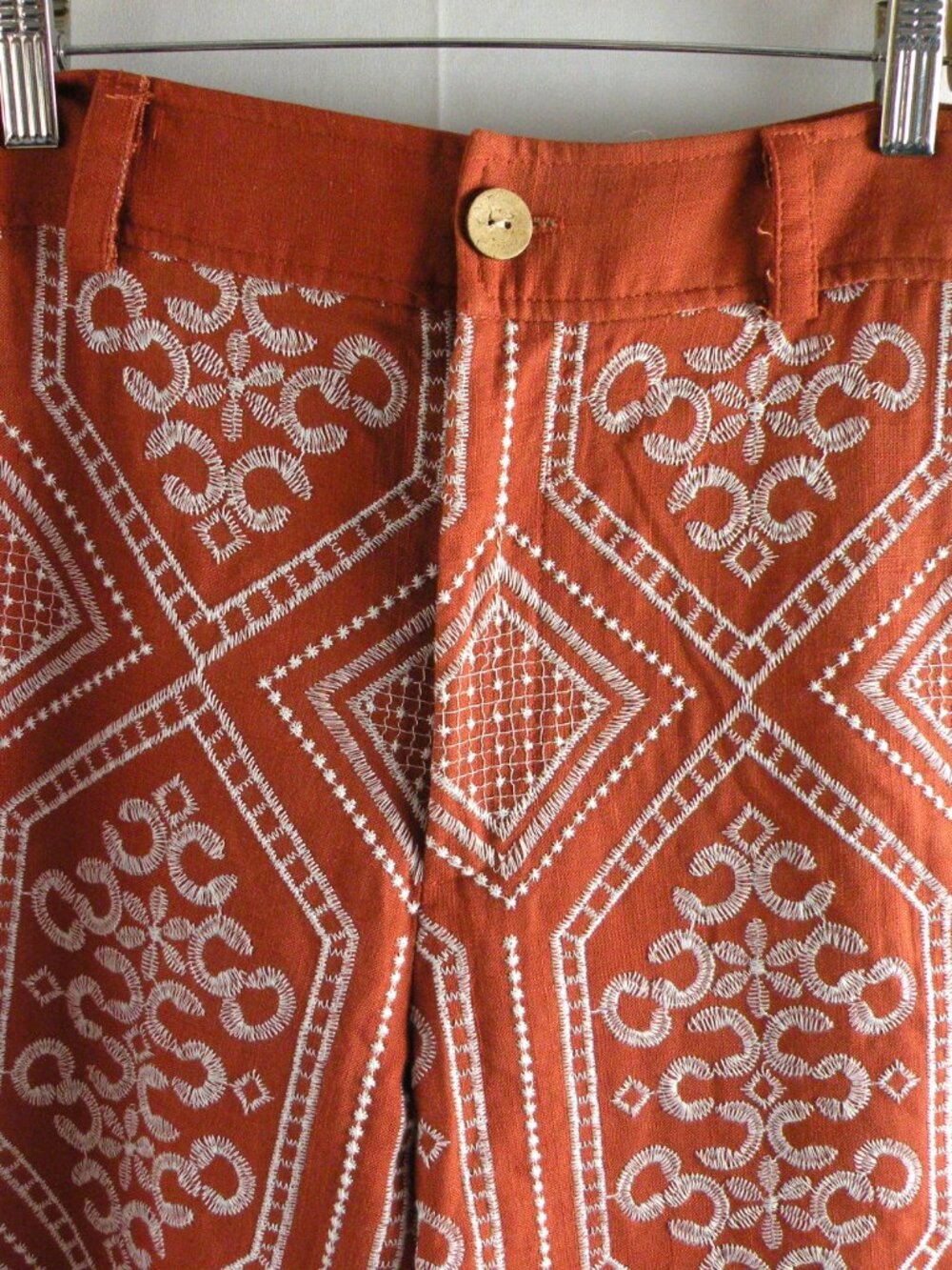New Calypso St. Barth Linen Blend Wide Leg Embroidered Pants Sz S Beach Coastal - Picture 2 of 5